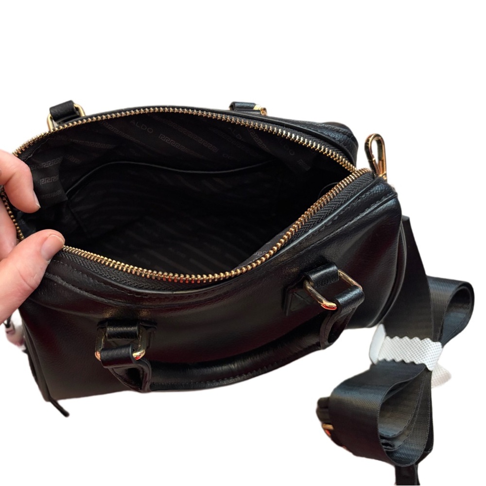 Aldo Black Satchel with Colorful Keychain LIKE NEW - Picture 5 of 6